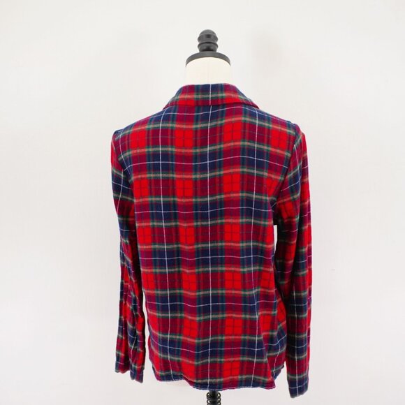 Old Navy Blue Red Green Plaid Flannel Collared Button Front Shirt Top Small Long - Picture 7 of 10